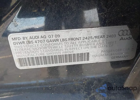 2010 Audi A4 2.0T Premium z USA, uszkodzony, nr VIN WAUAFAFL8AN008195